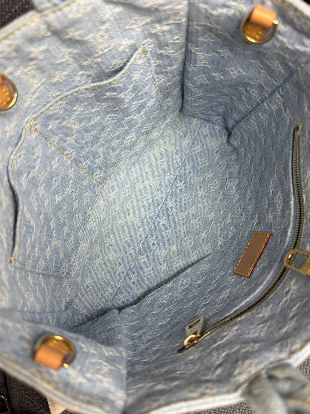 Louis Vuitton Let Go monogram denim sky blue tote bag